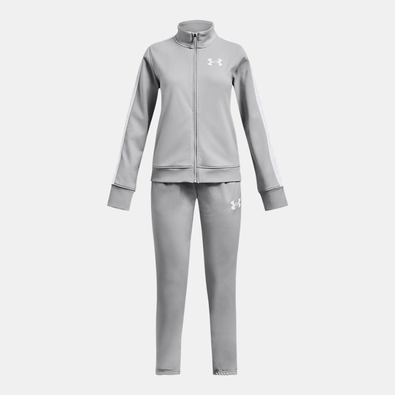 Girls' Under Armour Knit Tracksuit Mod Gray / White YLG (149 - 160 cm)